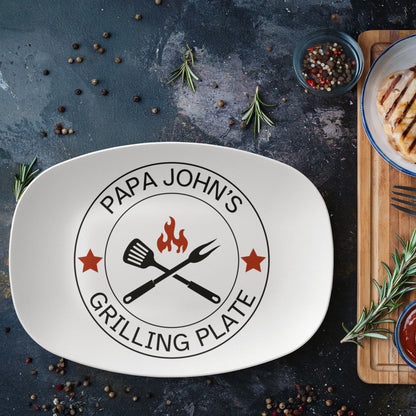 Customized Grilling Plate for Him, Father's Day BBQ Gifts, Personalized Serving Tray, Grilling Platter, Grandpa Gifts from Kids, Grill Gifts