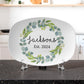 Custom Farmhouse Personalized Platter, Family Last Name Wreath Gift Plate for Wedding Shower Anniversary Housewarming