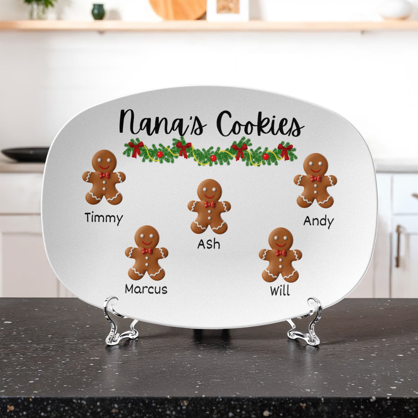Christmas Cookie Platter Holiday Family Keepsake Nana Papa Christmas Serving Plate Personalized Grandparent Gift Santa Cookie Tradition