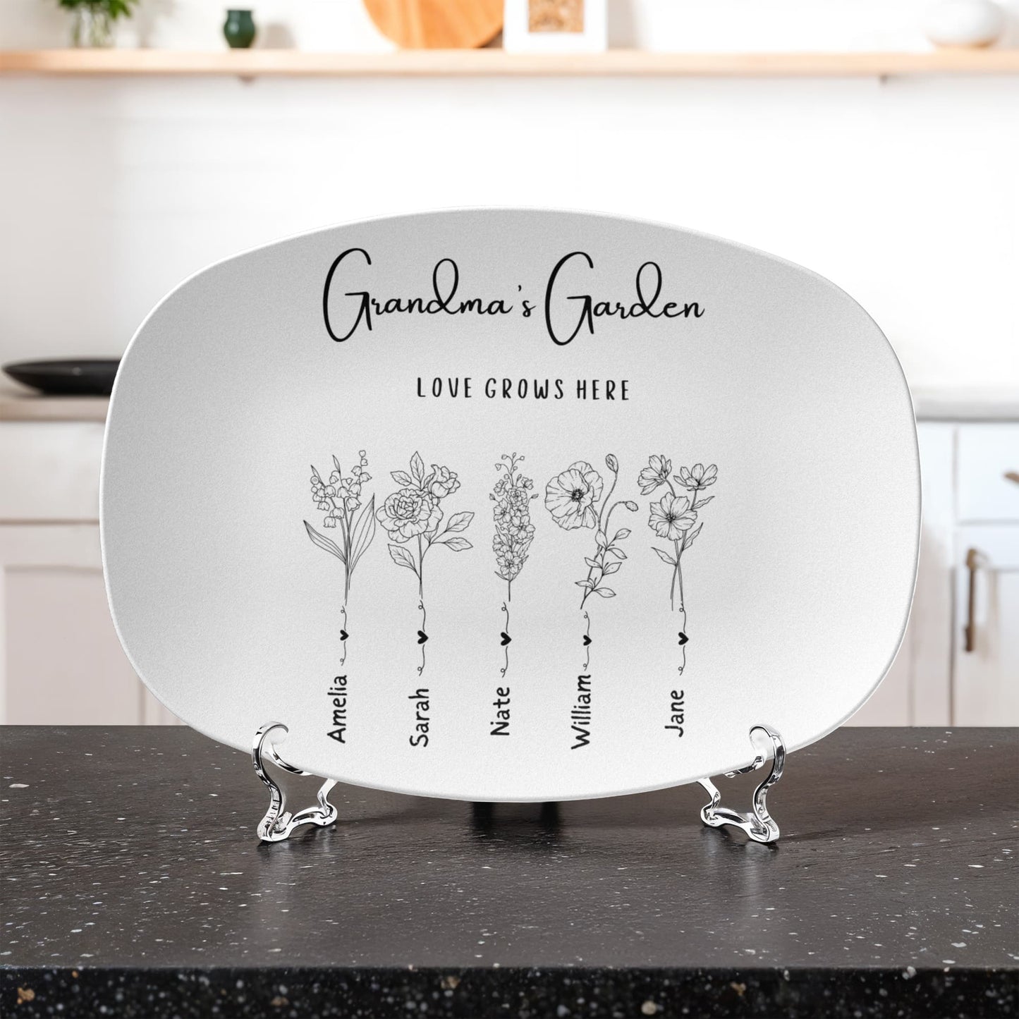 Grandma's graden black and white platter
