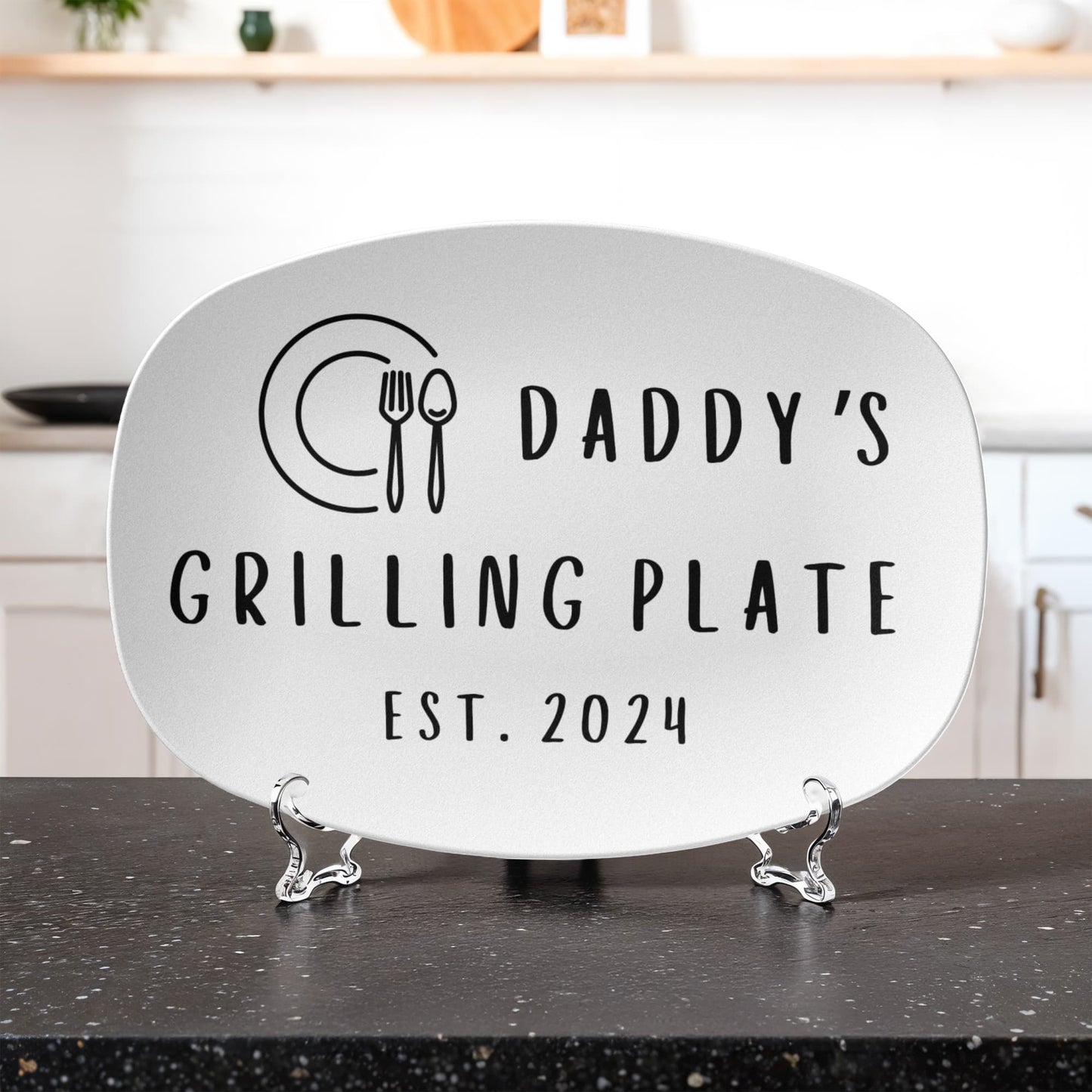 Grilling BBQ Plate, Personalized Serving Tray Platter, Father's Day Gift for BBQ Lover, Gifts for Him, Outdoor Poolside, Christmas for Dad