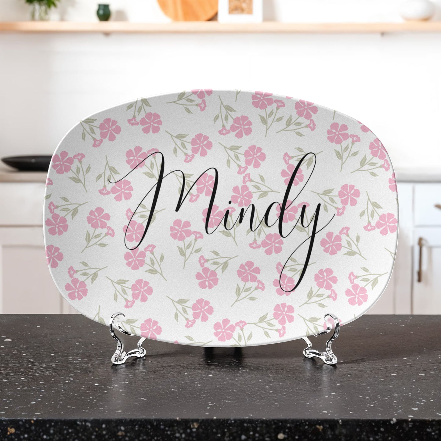Custom Floral Wreath Personalized Platter | Choose Your Design | Wedding • Shower • Anniversary • Housewarming