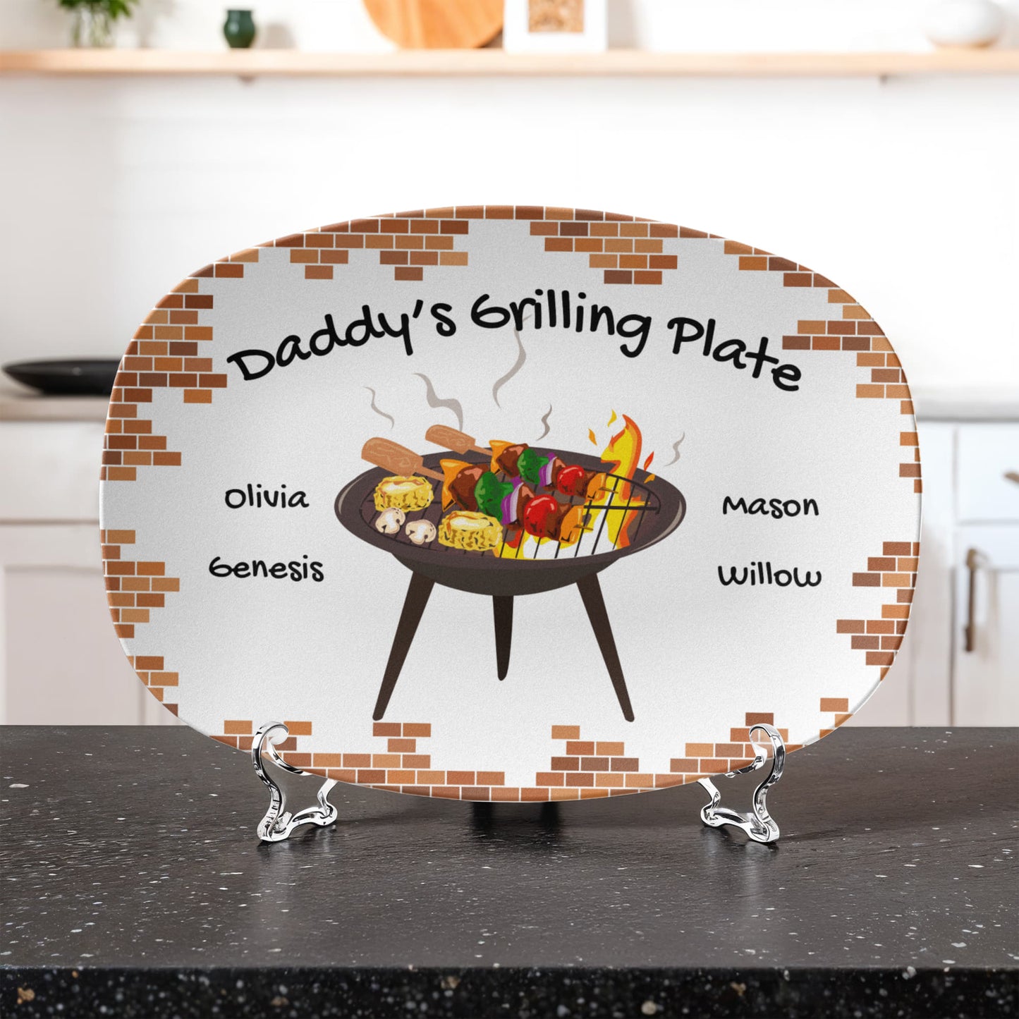 BBQ Grilling Personalized Plate, Daddy's Grilling Plate for Father's Day, Custom Gift for Him for Birthday, Grill Master Dad