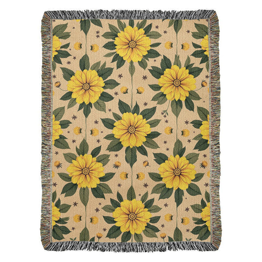 William Morris Woven Blanket, Cottagecore Boho Tapestry, Sundraped Dahlias Floral Throw,  Housewarming Home Decor, Warm Antique Blanket