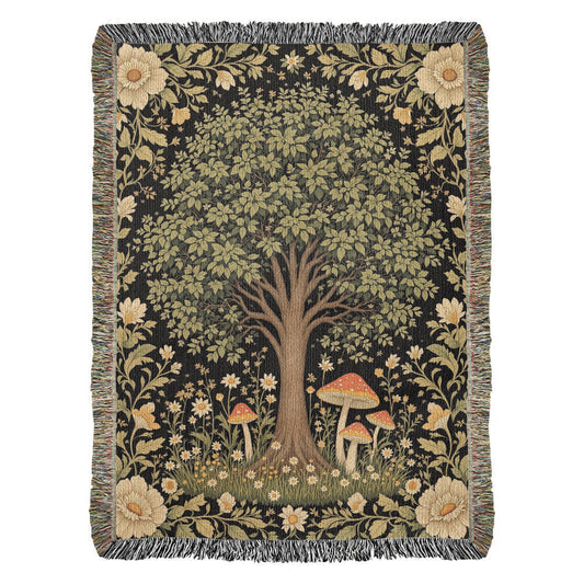 Family Tree Blanket, Ancestry Decor, Floral Cottagecore Tapestry, Sentimental Heritage Throw, Morris Inspired Family Keepsake Gift