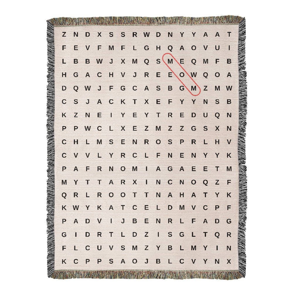 Custom Word Search Mom Woven Blanket, Personalized Kids Names Blanket, Decorative Throw, Mothers Day or Mom's Birthday Gift Custom Blanket