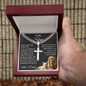 Personalized Cross With Cuban Link Chain, To My Son  Cross Chain Necklace, Engraved Cross Chain, Graduation Chain For Son