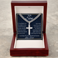 To My Son Cross Chain Necklace, Custom Name Engraved Chain, Graduation Gift for Son from Mom or Dad, Birthday Gift For Son
