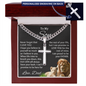 Personalized Cross With Cuban Link Chain, To My Son  Cross Chain Necklace, Engraved Cross Chain, Graduation Chain For Son