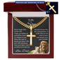 Personalized Cross With Cuban Link Chain, To My Son  Cross Chain Necklace, Engraved Cross Chain, Graduation Chain For Son