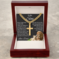 Personalized Cross With Cuban Link Chain, To My Son  Cross Chain Necklace, Engraved Cross Chain, Graduation Chain For Son