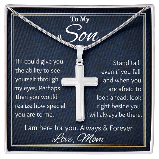 To My Son Cross Necklace, Men Cross Necklace, Gift For Him, Christmas or Graduation Gift, Mother Son Cross, Birthday Gift From Mom To Son