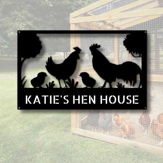 Personalized Chicken Coop Sign, Hen House Metal Sign, Custom Chicken Coop Metal Sign, Farmhouse Décor, Chicken Farm Sign, Family Name Metal Sign