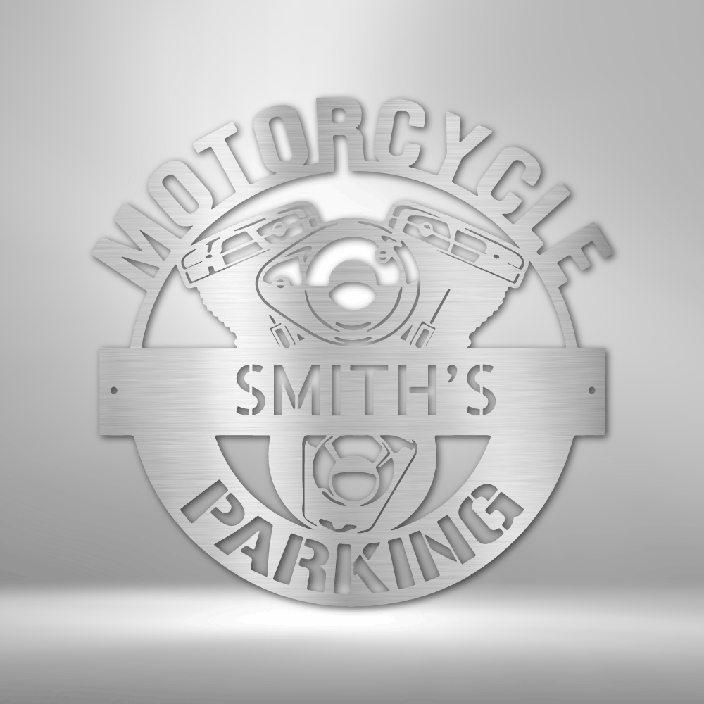 Custom Motorcycle Parking Metal Sign, Custom Workshop Sign, Motorbike Sign, Parking Yard Sign, Garage Door Hangings