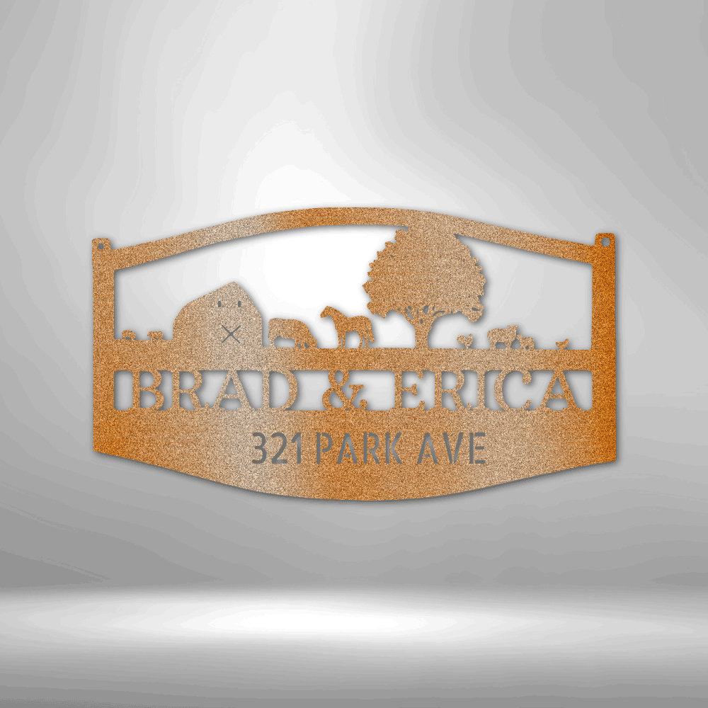 Personalized Farm Metal Sign, Custom Family Name Plaque, Metal Address Sign, Christmas Gift,  Cabin Metal Art