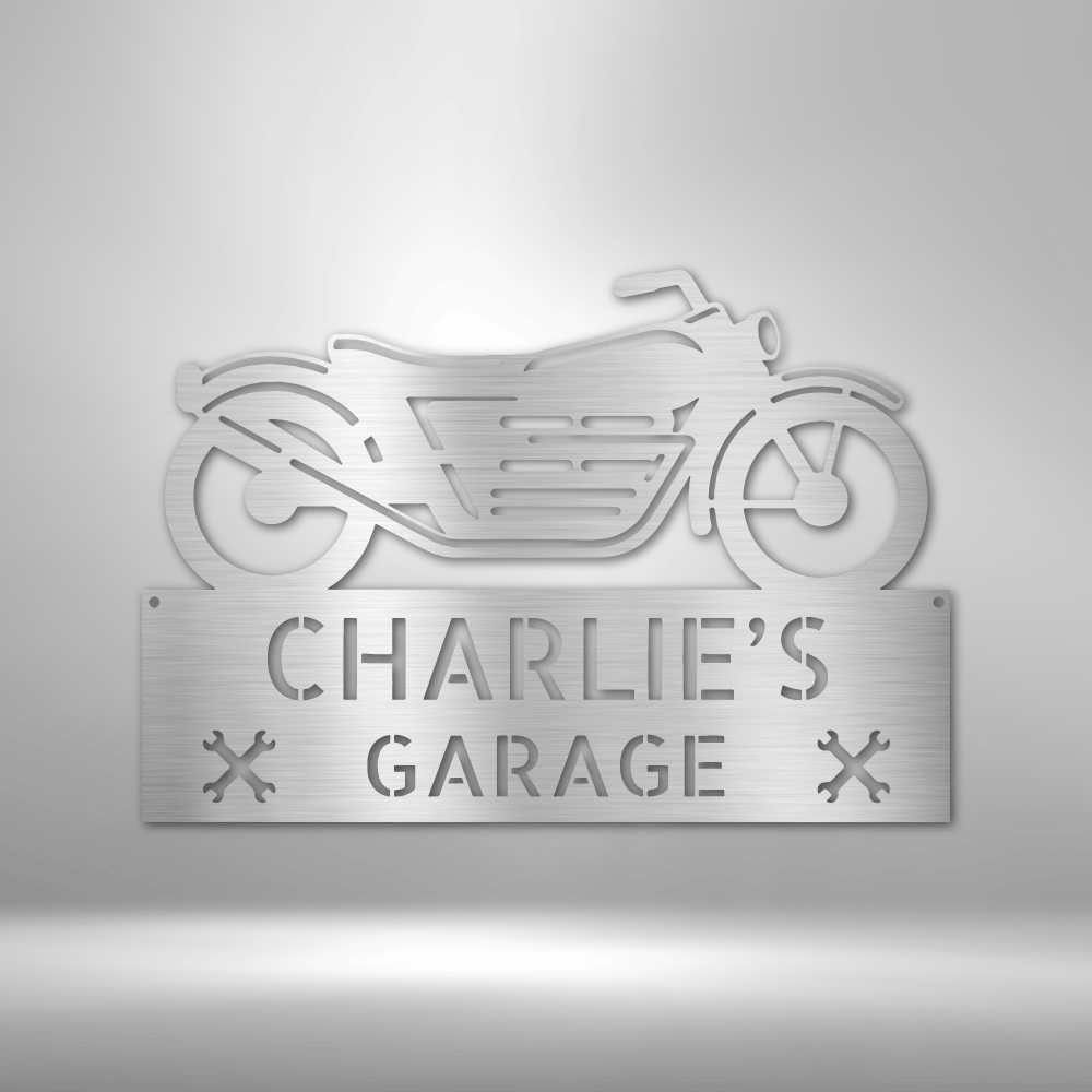Personalized Motorcycle Garage Metal Sign, Custom Motorcycle Metal Art Gift For Biker Dad, Metal Address Sign, Outdoor Wall Art Decor, Birthday Gift For Him,