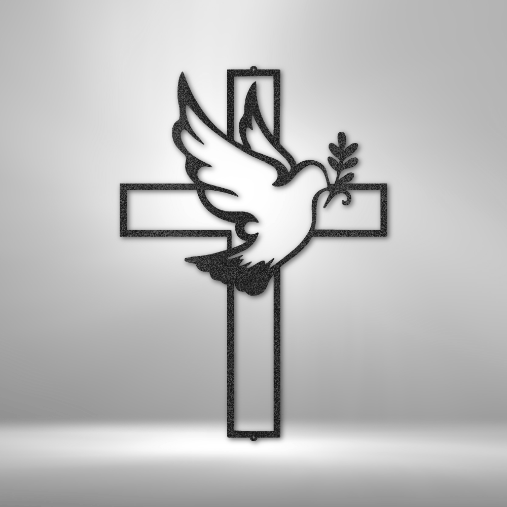 Peaceful Dove Metal  Sign, Peaceful Dove and a Cross Metal Art Decor, Wall Art Decor, Indoor Outdoor Decor, Religious Metal Art Hangings, Christian Gifts.