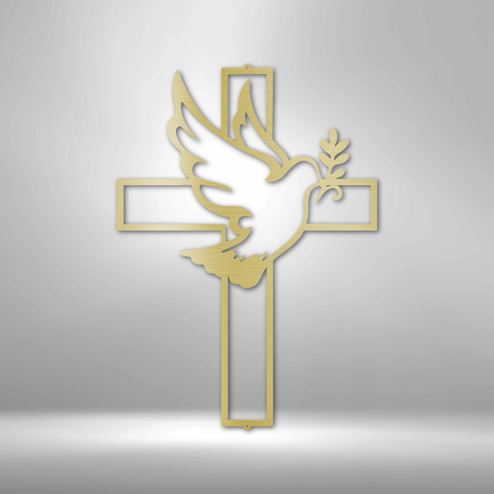 Peaceful Dove Metal  Sign, Peaceful Dove and a Cross Metal Art Decor, Wall Art Decor, Indoor Outdoor Decor, Religious Metal Art Hangings, Christian Gifts.