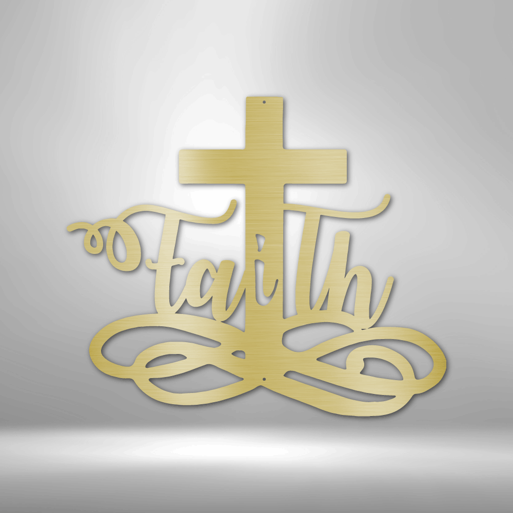 Faith Cross Metal Sign, First communion Gift for her, Baptism Gift For Adorable Daughter From Mom. Cross Wall Sign, Housewarming Wall Decor.