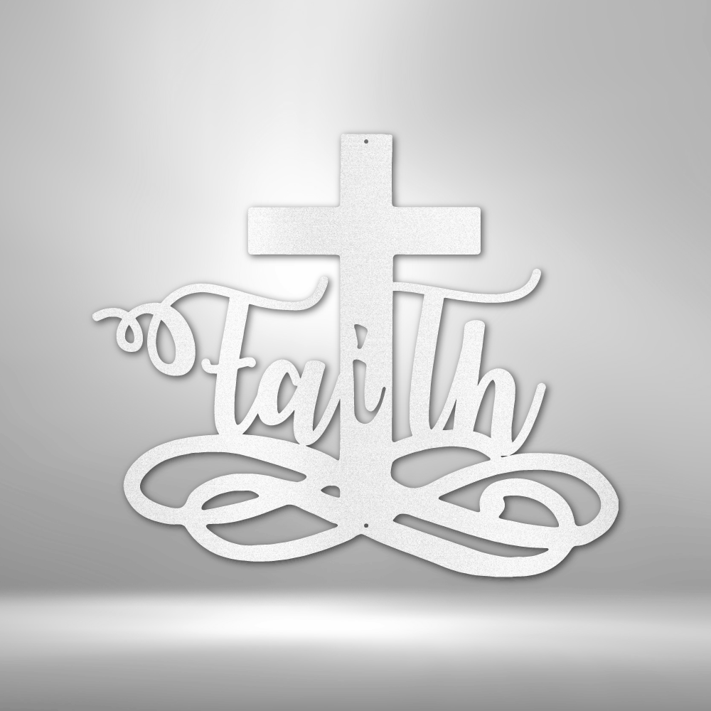 Faith Cross Metal Sign, First communion Gift for her, Baptism Gift For Adorable Daughter From Mom. Cross Wall Sign, Housewarming Wall Decor.