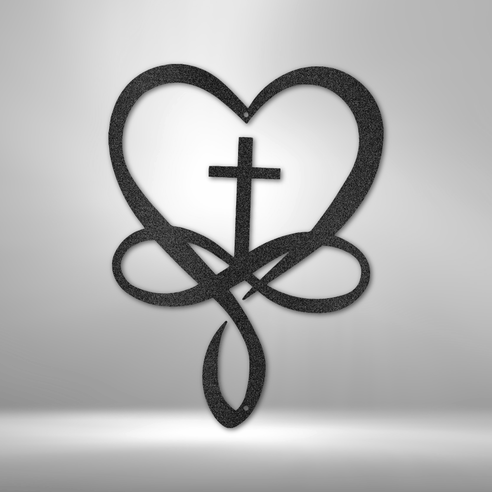 Love Infinity Cross Metal  Sign, Valentines Day Metal Art Gift For Romantic Wife, Metal Art Decor For Newlyweds, Housewarming Gift For New Couple