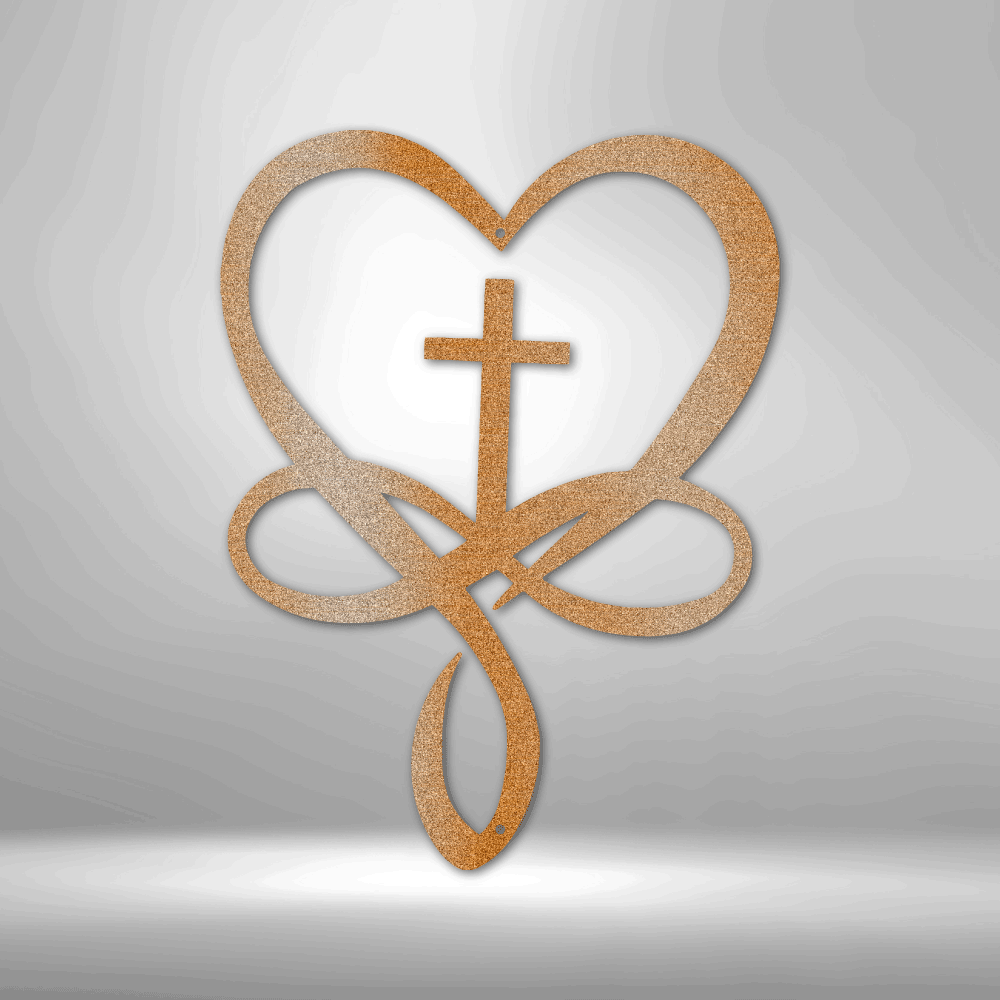 Love Infinity Cross Metal  Sign, Valentines Day Metal Art Gift For Romantic Wife, Metal Art Decor For Newlyweds, Housewarming Gift For New Couple