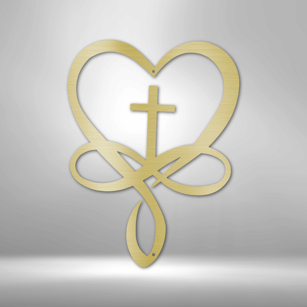 Love Infinity Cross Metal  Sign, Valentines Day Metal Art Gift For Romantic Wife, Metal Art Decor For Newlyweds, Housewarming Gift For New Couple