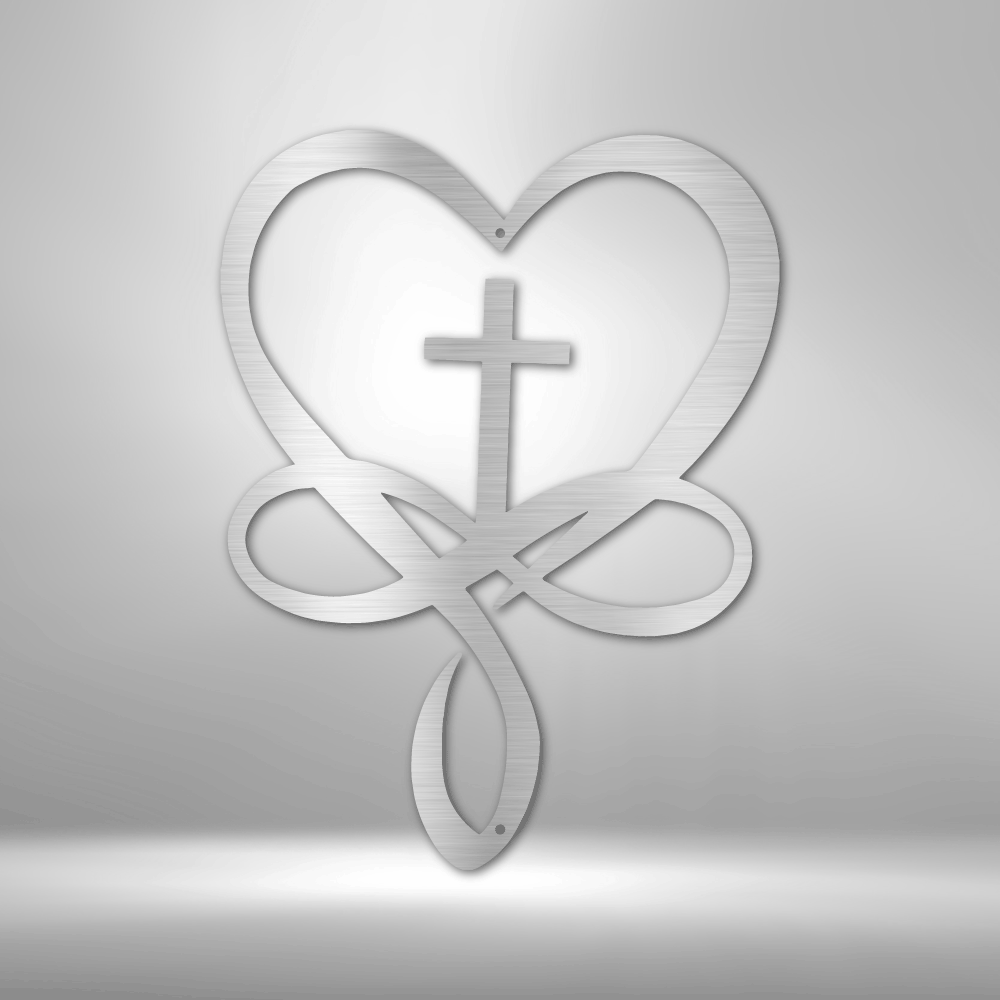 Love Infinity Cross Metal  Sign, Valentines Day Metal Art Gift For Romantic Wife, Metal Art Decor For Newlyweds, Housewarming Gift For New Couple