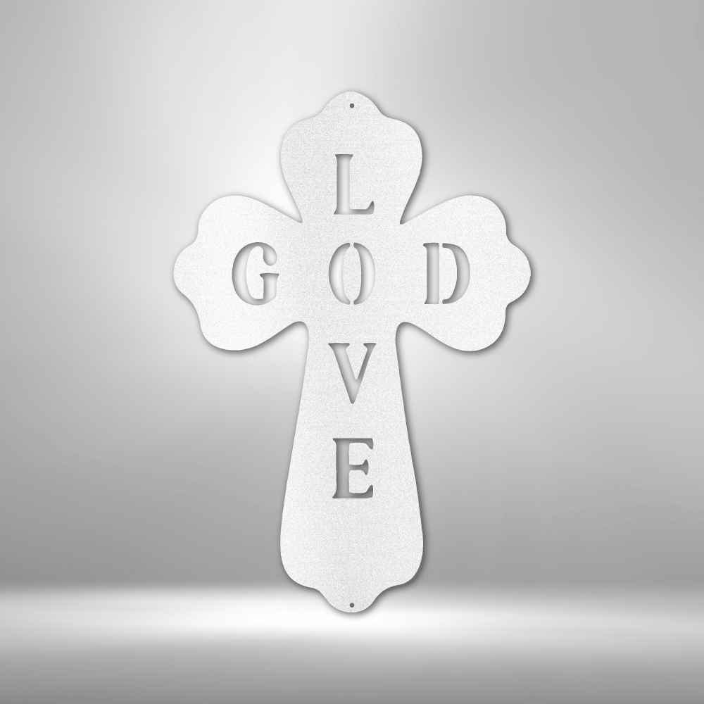 God Love  Cross Metal Art Sign, God Love Cross Wall Art Decor, Religious Home Accent, Christian Cross Metal Art,  God Love Decor, Baptism Gift.