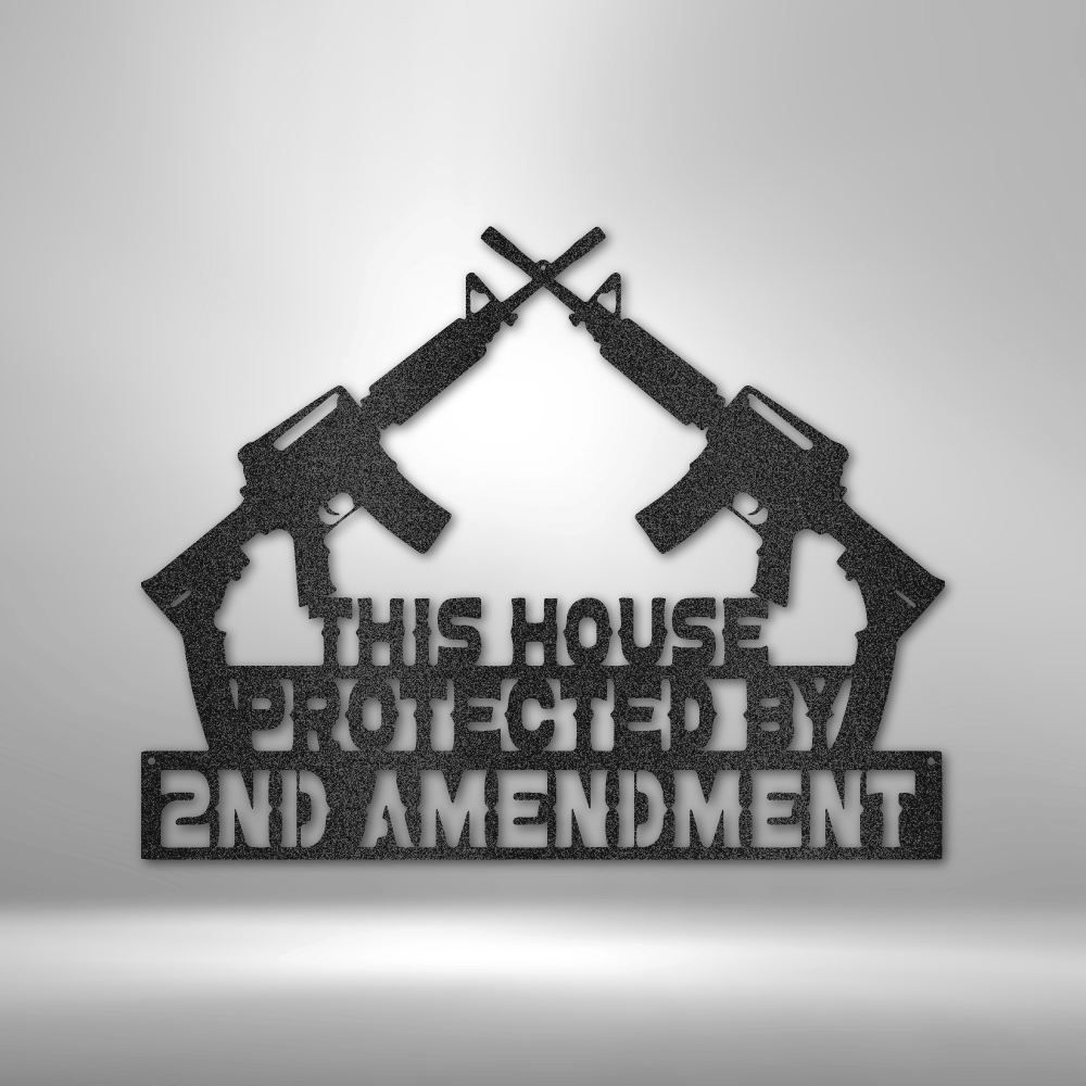 Protected by 2nd Amendment Metal Sign, Pro-Gun Rights Wall Hanging, Metal Wall Art ,Indoor Outdoor Art.