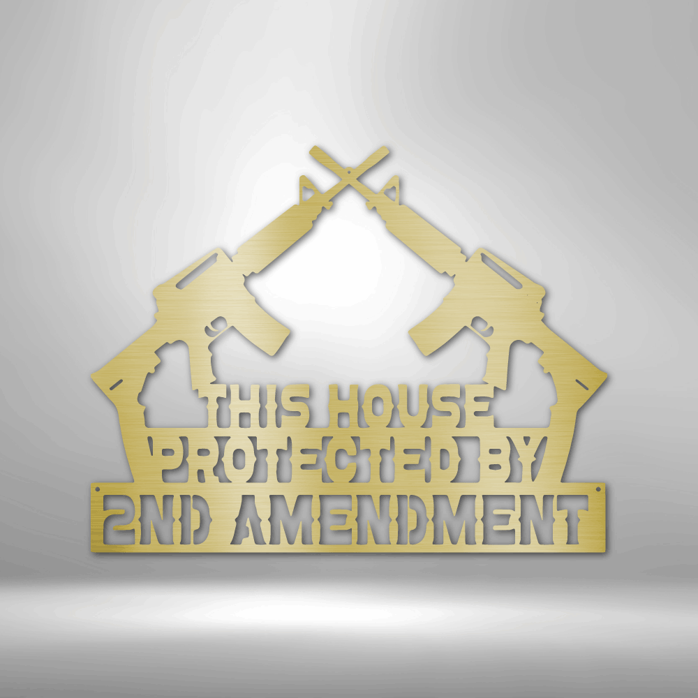 Protected by 2nd Amendment Metal Sign, Pro-Gun Rights Wall Hanging, Metal Wall Art ,Indoor Outdoor Art.