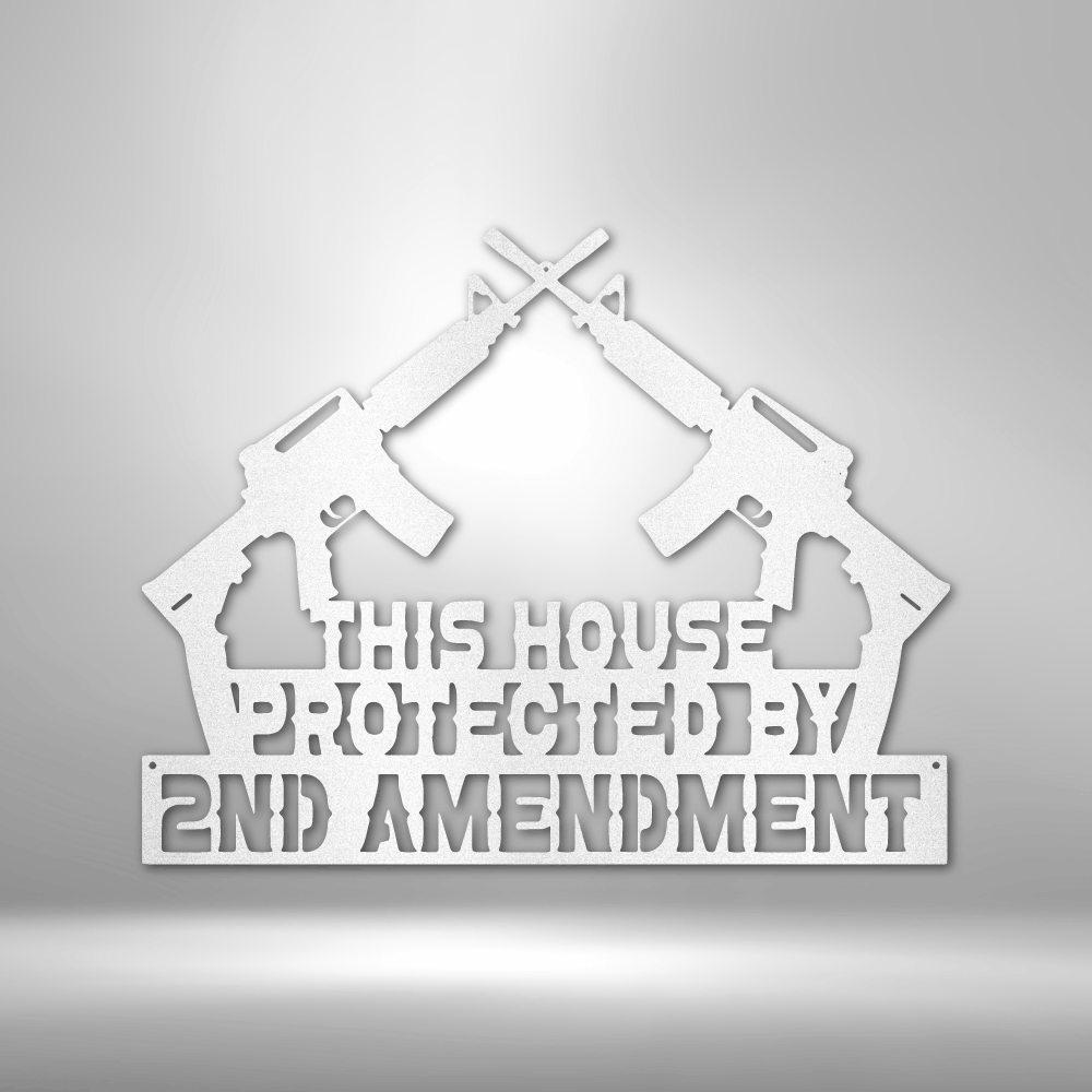 Protected by 2nd Amendment Metal Sign, Pro-Gun Rights Wall Hanging, Metal Wall Art ,Indoor Outdoor Art.