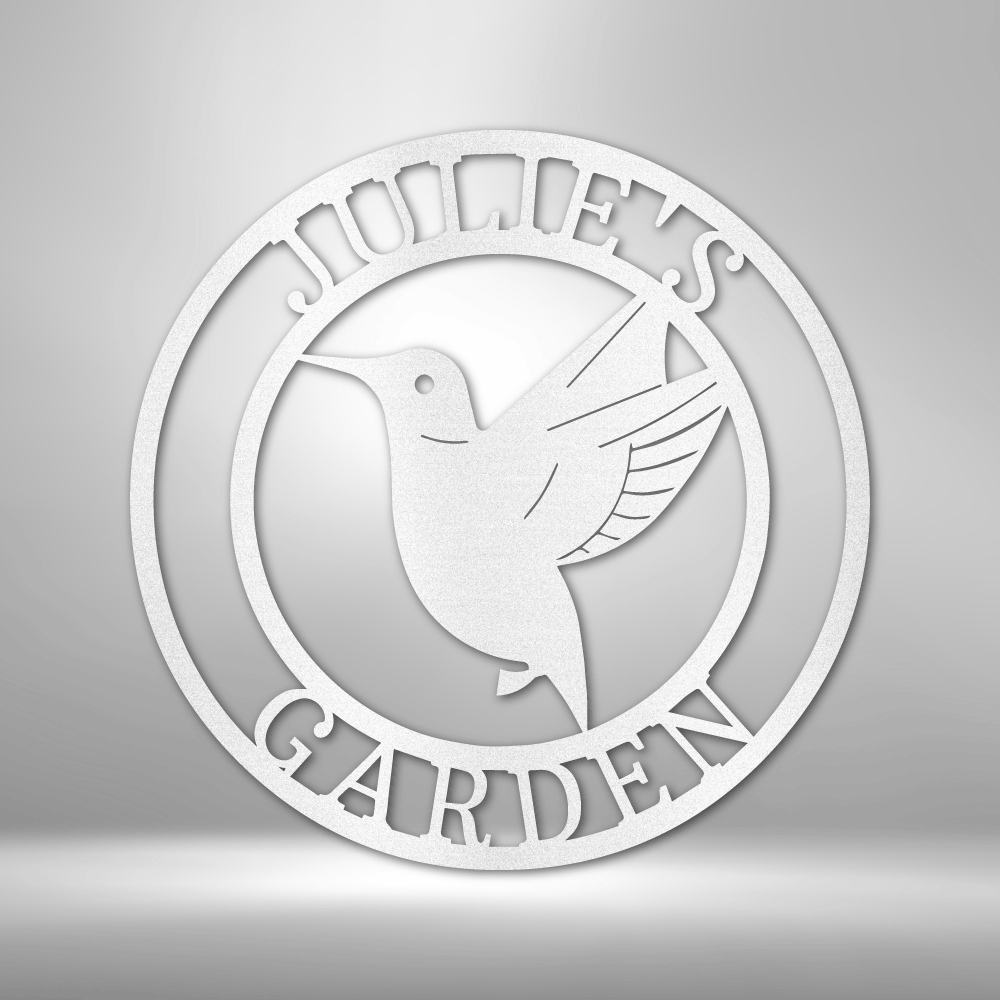 Personalized Metal Hummingbird Garden Sign, Fence decoration Metal Art, Custom Name Metal Art, Garden Metal Art, Metal Garden Decoration