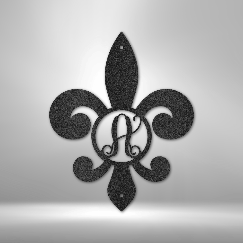 Personalized Fleur De Lis  Metal Sign Wall Hanging With Initial, Custom Initial Fleur de Lis Wall Art Decor, Living Room Decoration Wall Art, Anniversary  Gift For Married couple