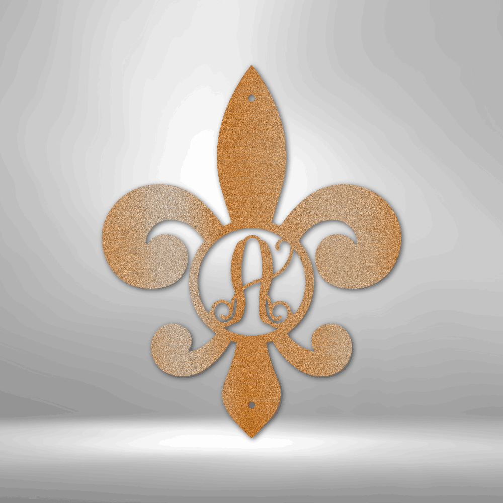 Personalized Fleur De Lis  Metal Sign Wall Hanging With Initial, Custom Initial Fleur de Lis Wall Art Decor, Living Room Decoration Wall Art, Anniversary  Gift For Married couple