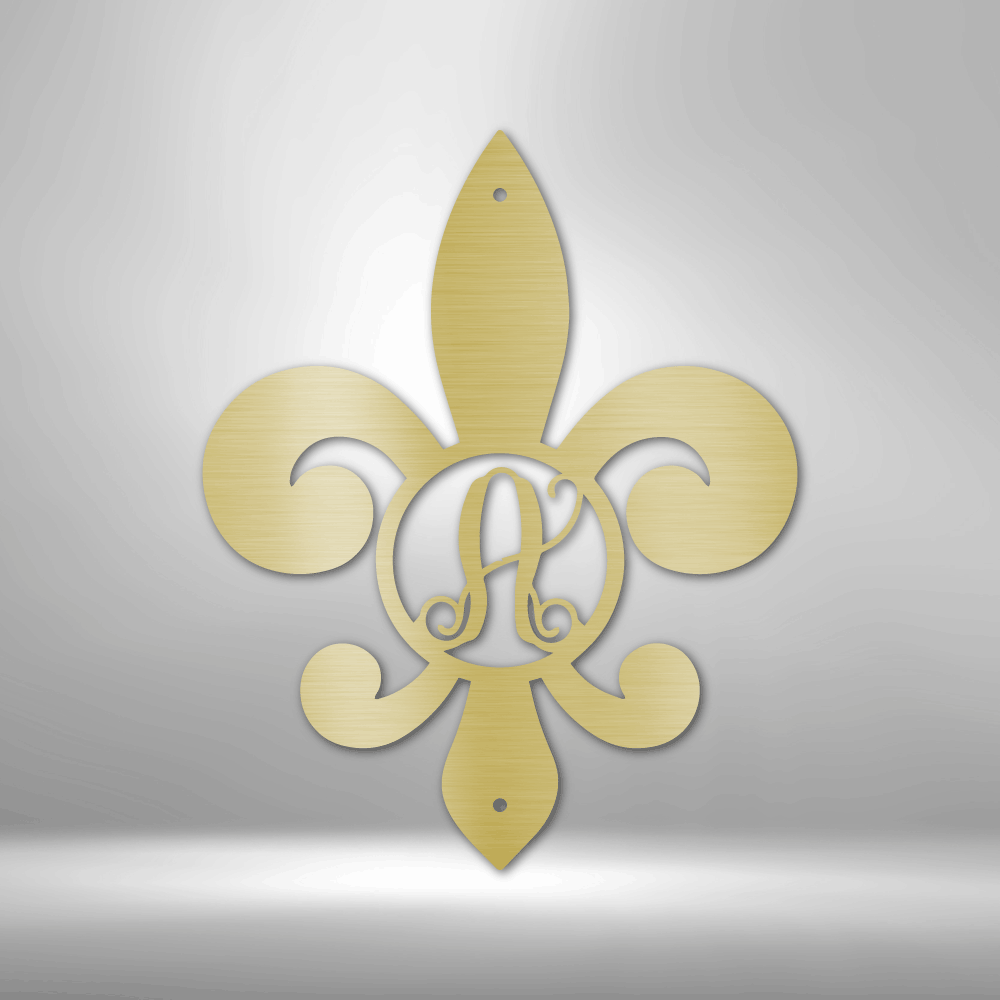 Personalized Fleur De Lis  Metal Sign Wall Hanging With Initial, Custom Initial Fleur de Lis Wall Art Decor, Living Room Decoration Wall Art, Anniversary  Gift For Married couple