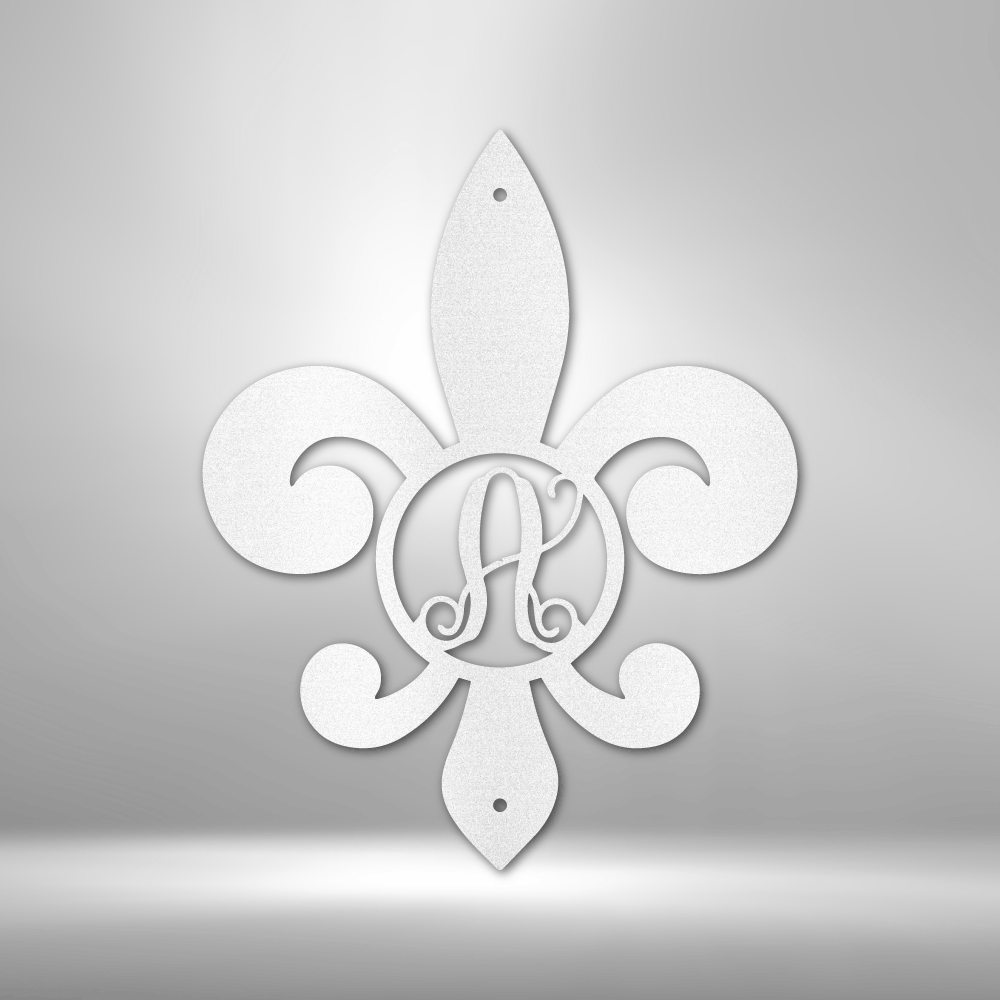 Personalized Fleur De Lis  Metal Sign Wall Hanging With Initial, Custom Initial Fleur de Lis Wall Art Decor, Living Room Decoration Wall Art, Anniversary  Gift For Married couple