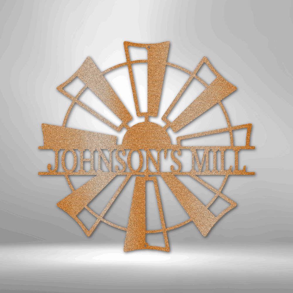 Custom Windmill Metal Décor, Family Metal Name Sign, Personalized Windmill Name Plaque, Housewarming Gift, Windmill Indoor Outdoor Sign