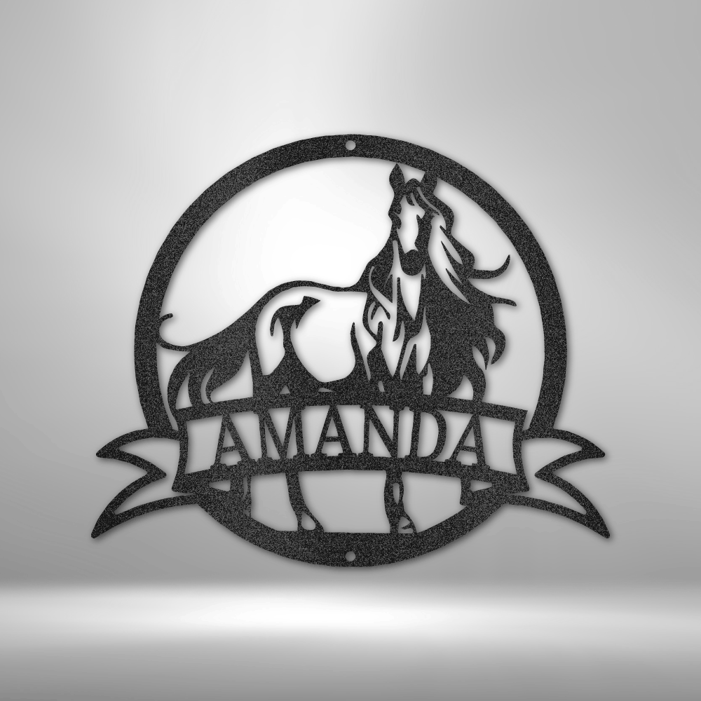 Personalized Horse Metal Sign, Custom Name Horse Steel Sign, Kids Room Decor, Daughter Christmas Gift, Bedroom Door or Wall Decor