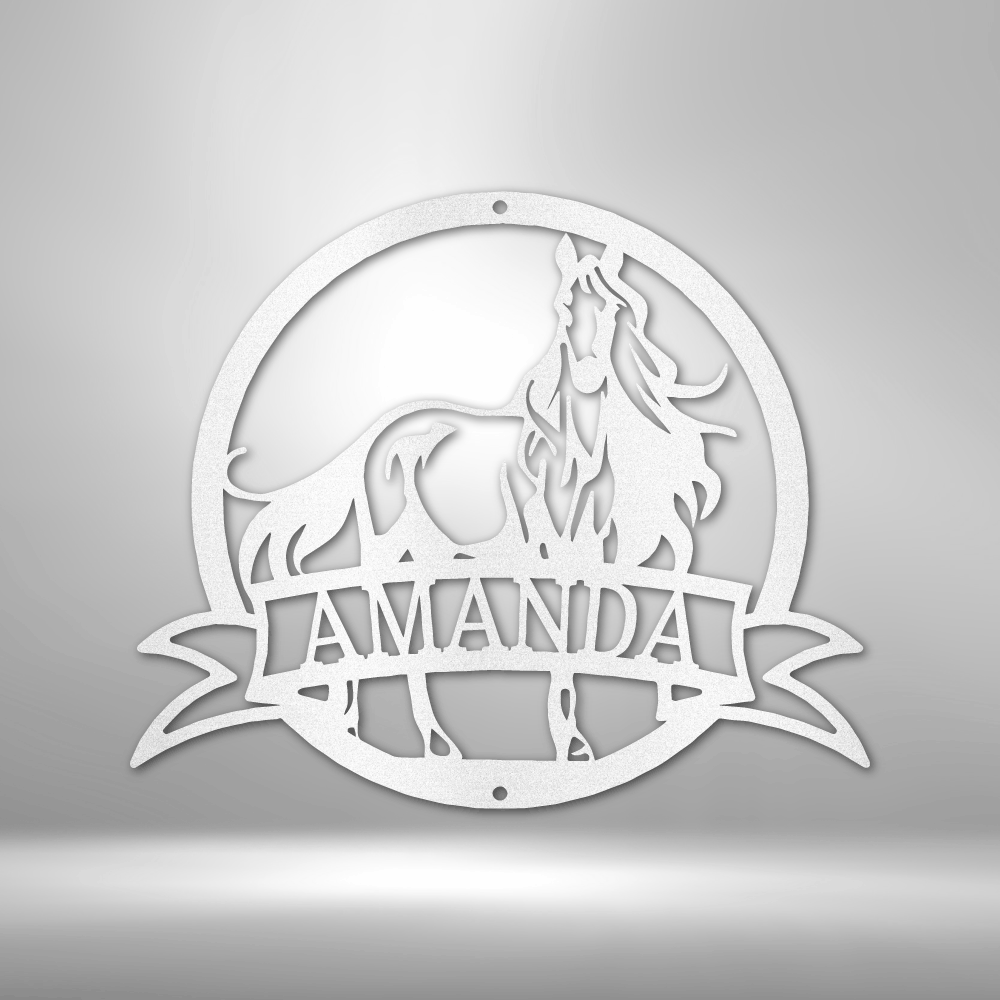 Personalized Horse Metal Sign, Custom Name Horse Steel Sign, Kids Room Decor, Daughter Christmas Gift, Bedroom Door or Wall Decor