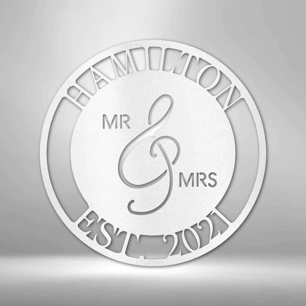 Mr. and Mrs. Metal Sign With Personalized Name, Custom Established Metal Sign Decor, Indoor Home Wall Decor For Newly wed Couple, Wedding Day Gift