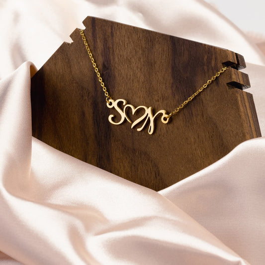 Personalized Double Initial Heart Necklace, Birthday or Christmas Gift for Her, Daughter Gift, Custom Initial Necklace, Double Letter Pendant
