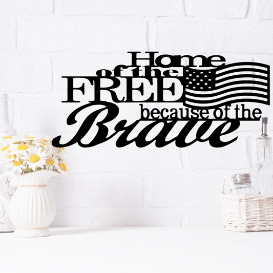 Home of the Free Metal Sign, Wall Decor, Patriotic American Monogram, Wall Hanging Decor, Fathers Day Gift