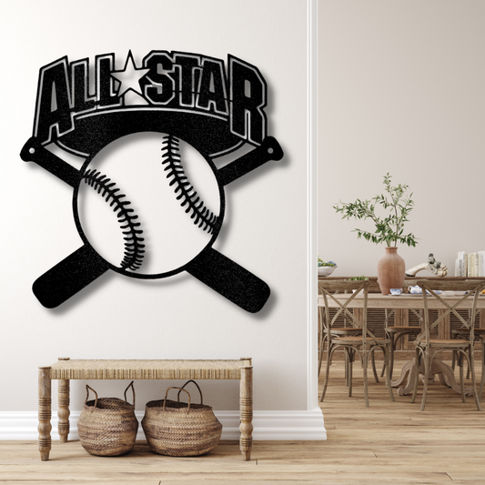 All-Star Metal Sign, Baseball Lover Wall Hanging, Sport Wall Art, Birthday Gift For Him, Living Room Decor.