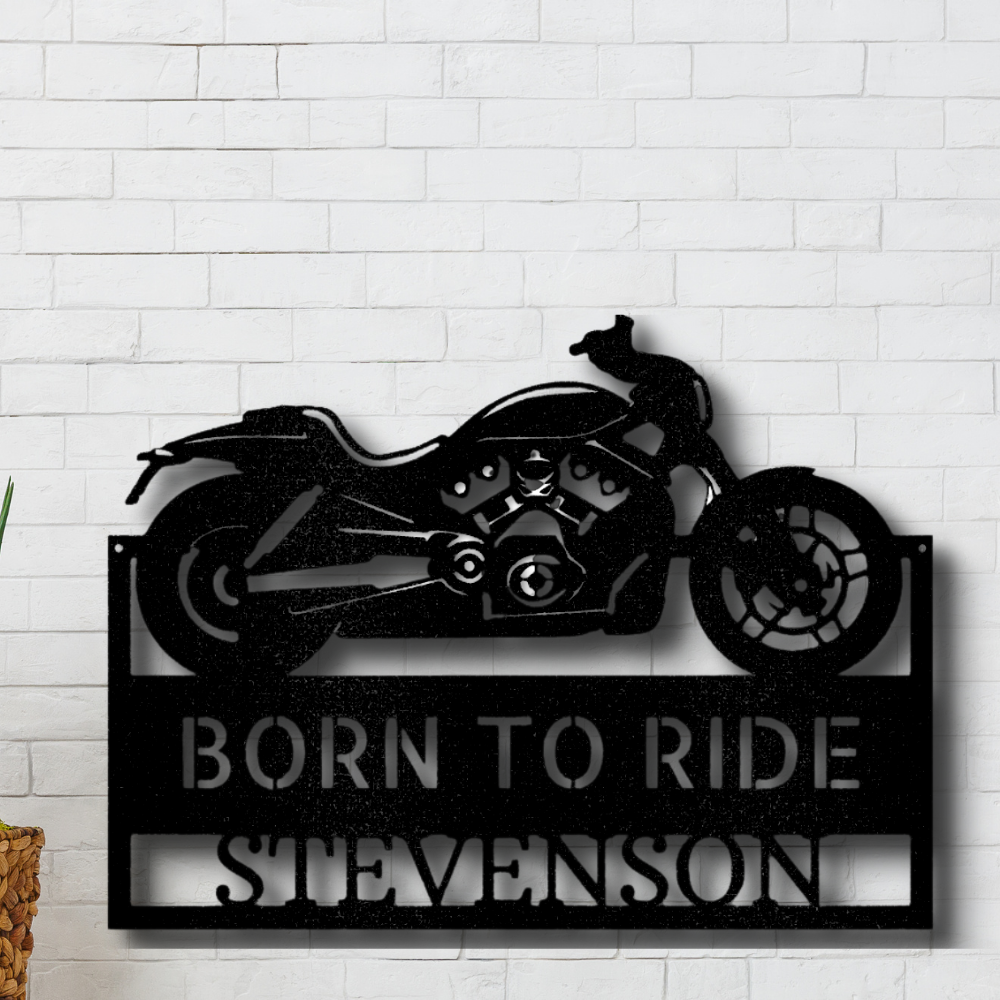 Custom Motorcycle Metal Sign, Indoor Outdoor Wall Decor, Personalized  Last Name Born to Ride Wall Art, Fathers Day Gift For Dad.