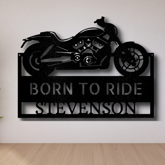 Custom Motorcycle Metal Sign, Indoor Outdoor Wall Decor, Personalized  Last Name Born to Ride Wall Art, Fathers Day Gift For Dad.