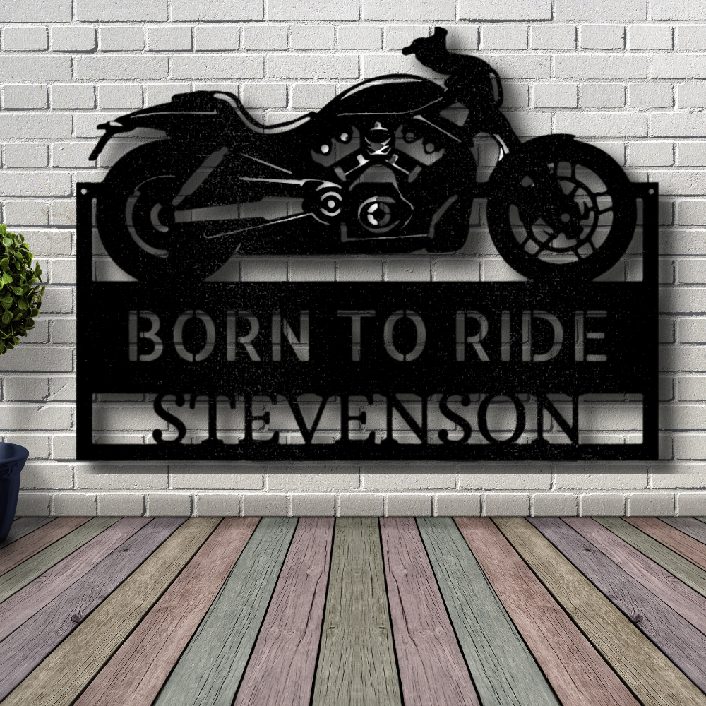 Custom Motorcycle Metal Sign, Indoor Outdoor Wall Decor, Personalized  Last Name Born to Ride Wall Art, Fathers Day Gift For Dad.