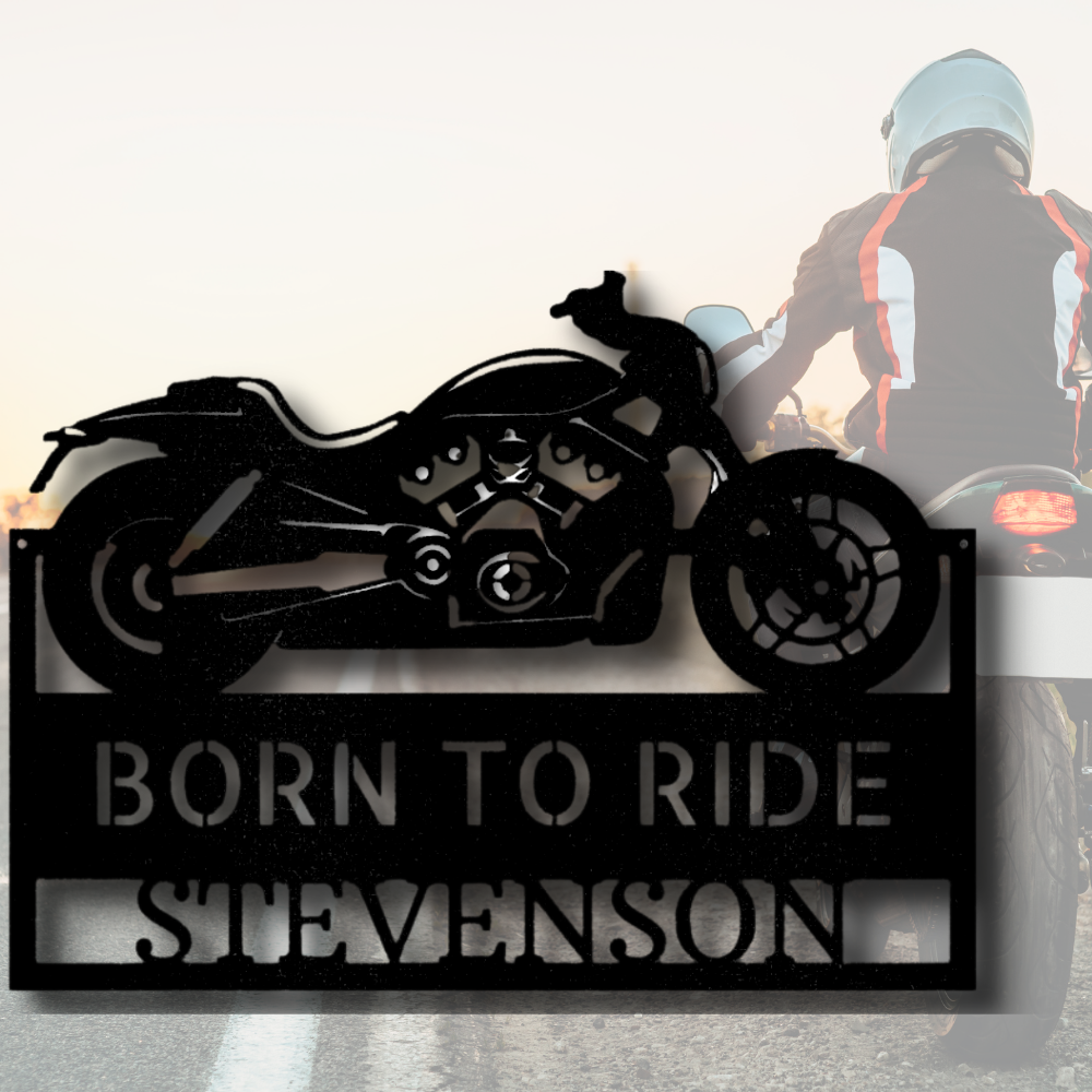 Custom Motorcycle Metal Sign, Indoor Outdoor Wall Decor, Personalized  Last Name Born to Ride Wall Art, Fathers Day Gift For Dad.