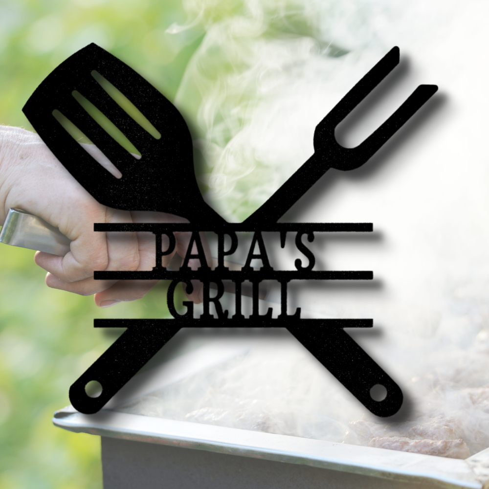 Customizable Grilling Utensils Metal Art, Indoor Outdoor Decor, Kitchen Guru Metal Art, Personalized Barbeque Lover Gift, Housewarming Gift, Fathers Day Gift For Chef Dad