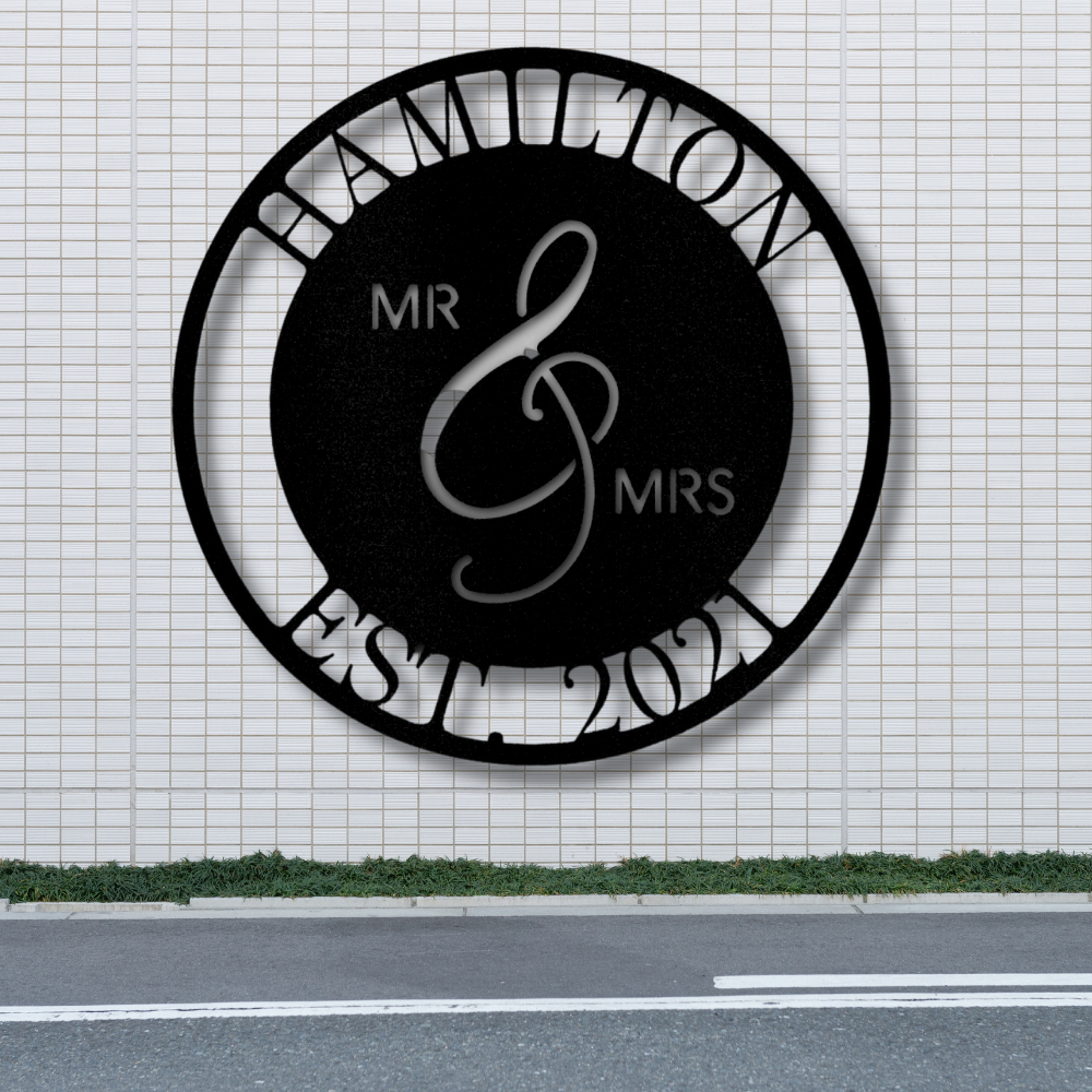 Mr. and Mrs. Metal Sign With Personalized Name, Custom Established Metal Sign Decor, Indoor Home Wall Decor For Newly wed Couple, Wedding Day Gift